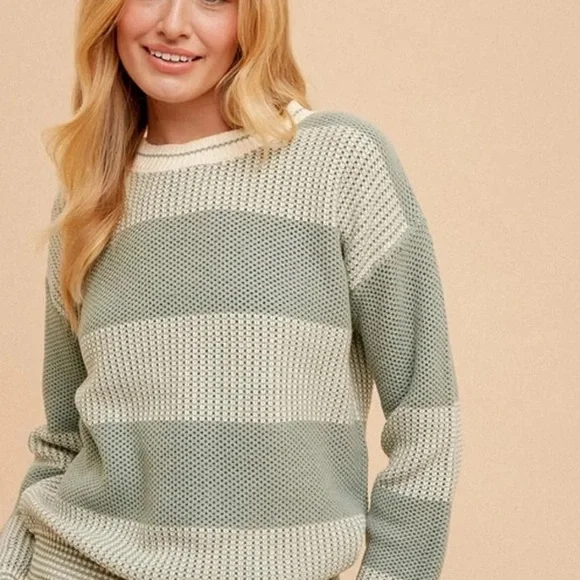 Hem & Thread Sage Striped Sweater - Picture 2 of 7